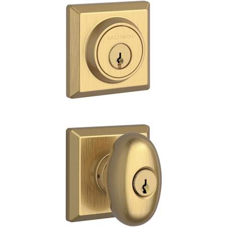 Baldwin Ellipse Single Cylinder Keyed Entry Door Knob Set and Deadbolt Combo from the Reserve Collection Lifetime Satin Brass