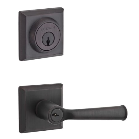 Baldwin Federal Single Cylinder Keyed Entry Door Lever Set and Deadbolt Combo from the Reserve Collection Venetian Bronze