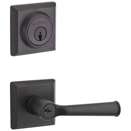 Baldwin Federal Single Cylinder Keyed Entry Door Lever Set and Deadbolt Combo from the Reserve Collection Venetian Bronze