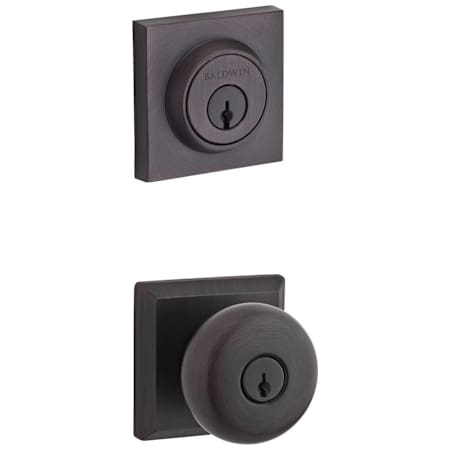 Baldwin Round Single Cylinder Keyed Entry Door Knob Set and Deadbolt Combo from the Reserve Collection Venetian Bronze
