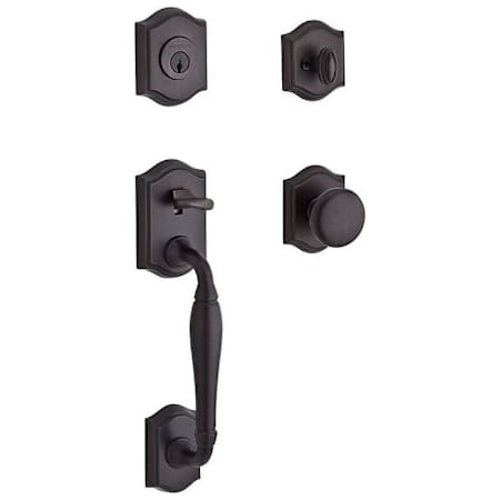 Baldwin Westcliff SmartKey Single Cylinder Keyed Entry Handleset with Traditional Arch Rose and Round Knob on Interior Venetian Bronze