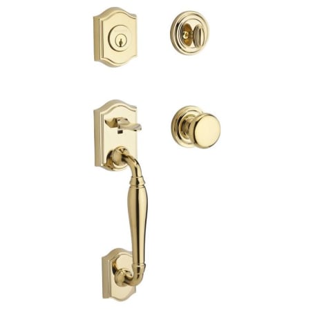 Baldwin Westcliff SmartKey Single Cylinder Keyed Entry Handleset with Traditional Round Rose and Round Knob on Interior Polished Brass