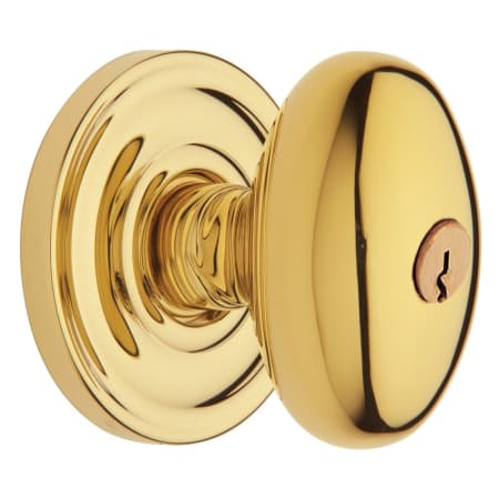Baldwin 5225 Single Cylinder Keyed Entry Door Knob Set with 5048 Rose from the Estate Collection Lifetime Polished Brass