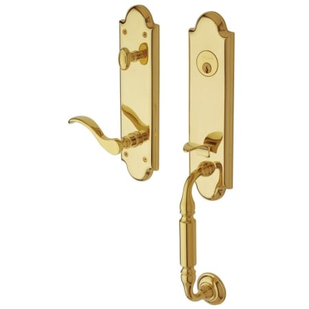Baldwin Manchester Left Handed One Piece Single Cylinder Keyed Entry Handleset with 5455V Interior Lever from the Estate Collection Lifetime Polished Brass