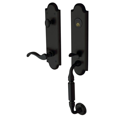 Baldwin Manchester Left Handed One Piece Single Cylinder Keyed Entry Handleset with 5455V Interior Lever from the Estate Collection Satin Black