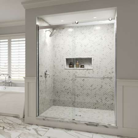 Basco 60" x 76" Rotolo Semi-Frameless 1/4" Shower Door with Clear Glass Matte Black