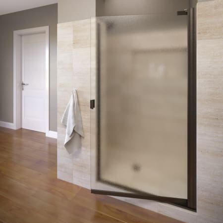 Basco Armon 66" High x 28-1/8" Wide Hinged Semi Frameless Shower Door with Obscured Glass Oil Rubbed Bronze