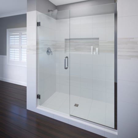Basco Celesta 72" High x 58" Wide Pivot Frameless Shower Door with AquaGlideXP Clear Glass Chrome
