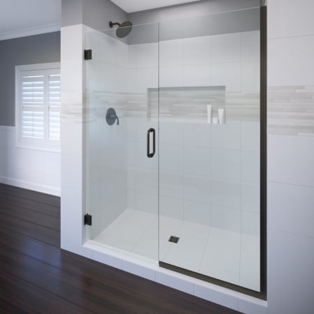 Basco Celesta 76" High x 58" Wide Pivot Frameless Shower Door with AquaGlideXP Clear Glass Oil Rubbed Bronze