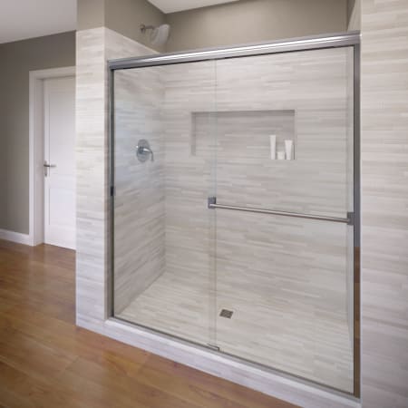 Basco Classic 70" High x 47" Wide Bypass Semi Frameless Shower Door with Clear Glass Chrome