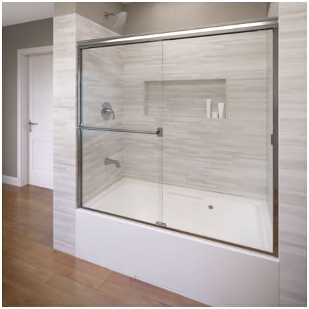 Basco Classic 57" High x 60" Wide Bypass Framed Tub Door with Clear Glass Chrome