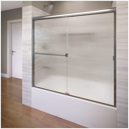 Basco Classic 57" High x 60" Wide Bypass Framed Tub Door with Rain Glass Chrome