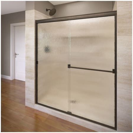 Basco Classic 70" High x 60" Wide Bypass Framed Shower Door with Rain Glass Oil Rubbed Bronze