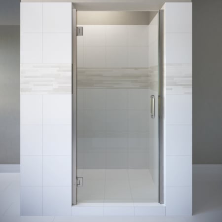 Basco Coppia 76" High x 33-9/16" Wide Hinged Frameless Shower Door with AutoGlideXP Clear Glass Brushed Nickel