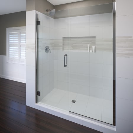 Basco Coppia 72" High x 47-9/16" Wide Hinged Frameless Shower Door with AutoGlideXP Clear Glass Chrome