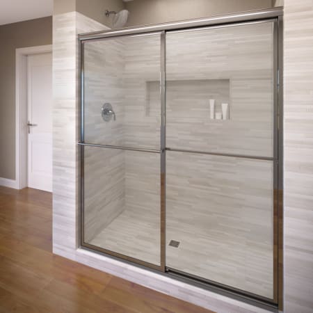 Basco Deluxe 68" High x 40" Wide Bypass Framed Shower Door with Clear Glass Chrome