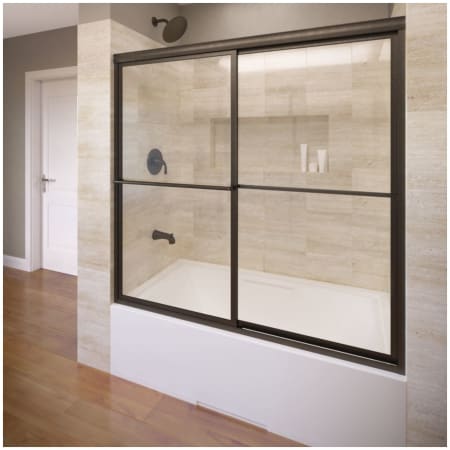 Basco Deluxe 58-1/2" High x 59" Wide Bypass Framed Tub Door with Clear Glass Oil Rubbed Bronze