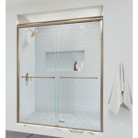 Basco Infinity 70" High x 47" Wide Bypass Semi Frameless Shower Door with Clear Glass Brushed Gold