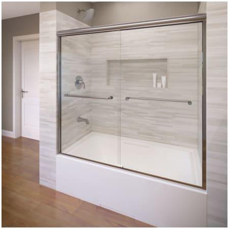 Basco Infinity 57" High x 58-1/2" Wide Bypass Framed Tub Door with AquaGlideXP Clear Glass Chrome