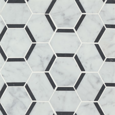 Bedrosians Matisse - 11" x 12" Square Floor and Wall Tile - Honed Visual - Sold by Carton (4.38 SF/Carton) White Carrara / Nero Marquina
