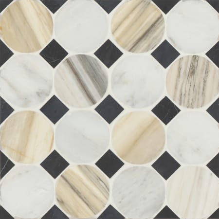 Bedrosians Modni - 14" x 14" Square Floor and Wall Tile - Honed Visual - Sold by Carton (12.89 SF/Carton) Eastern White / Nero Marquina / Calacatta Zebrino