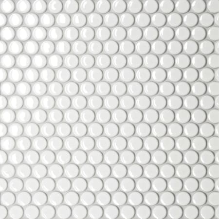 Bedrosians Le Cafe - 1" x 1" Circle Floor and Wall Tile - Glossy Visual - Sold by Carton (9.86 SF/Carton) White