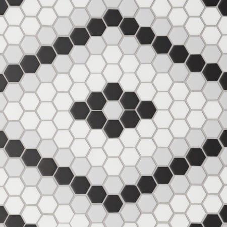 Bedrosians Le Cafe - 1" x 1" Hexagon Floor and Wall Tile - Matte Visual - Sold by Carton (5.71 SF/Carton) White / Black
