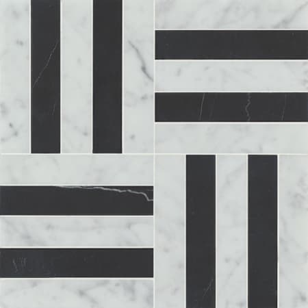 Bedrosians Sample Only of 10000112.1312.13-Ma Mosaic 1 White Carrara / Nero Marquina