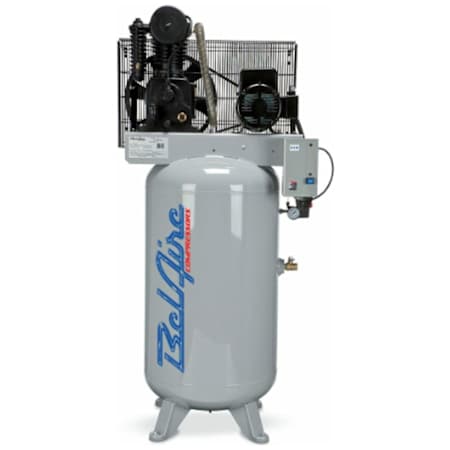 BelAire Compressors 7.5 HP 80 Gal 175 Max PSI Iron Series Two-Stage Stationary Electric (208, 230 Volt 3 Phase) Reciprocating Air Compressor with Vertical Tank N/A