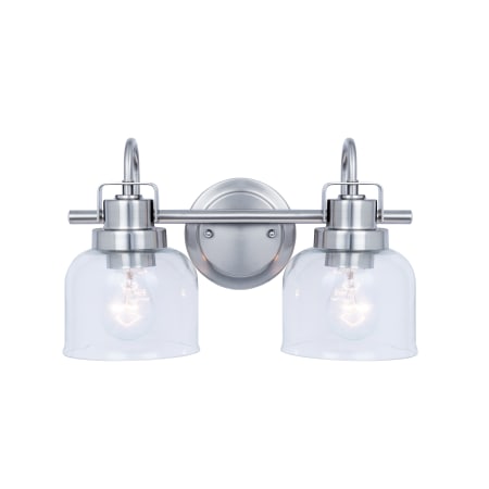 Bellevue Ridge 2 Light 15" Wide Vanity Light with Clear Glass Shades Chrome