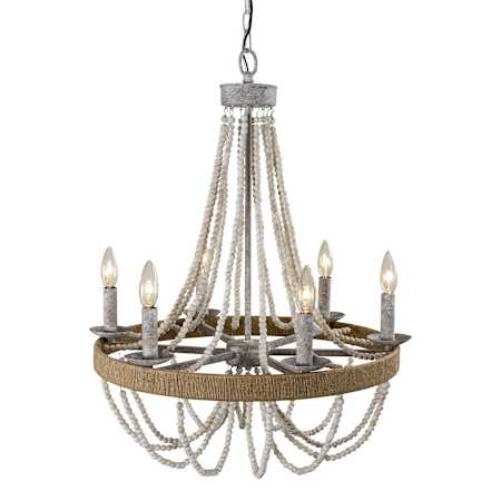 Bellevue 6 Light 24" Wide Beaded Candle Style Chandelier Gray