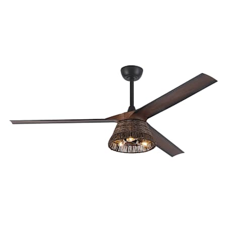 Bellevue 60" 3 Blade Indoor Ceiling Fan with Rattan Shade Bronze