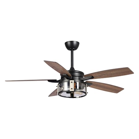 Bellevue 52" 5 Blade Indoor Ceiling Fan with Clear Glass Drum Shade Black