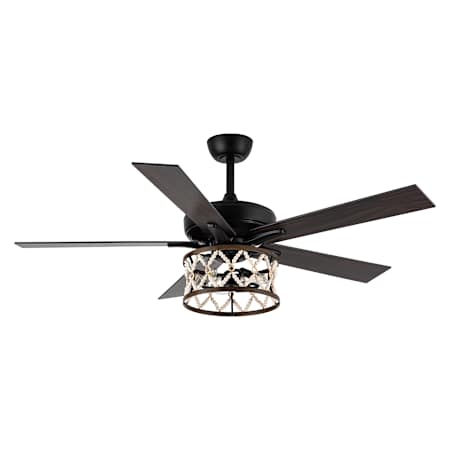 Bellevue 52" 5 Blade Indoor Ceiling Fan with Wood Bead Accents Black