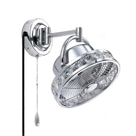 Bellevue 10" Wide 3 Blade Wall Fan with Crystal Accents Chrome