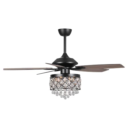Bellevue 52" 5 Blade Indoor Ceiling Fan with Hanging Crystals Black