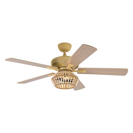 Bellevue 52" 5 Blade Indoor Ceiling Fan with Wood Bead Shade Tan
