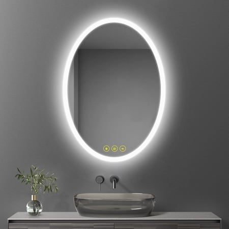 Bellevue Zachary 24" W x 32" H Contemporary Oval Aluminum Frameless Bathroom Wall Mirror with LED Lighting N/A