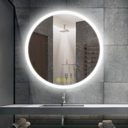 Bellevue Haley 36" Diameter Contemporary Circular Aluminum Frameless Bathroom Wall Mirror with LED Lighting N/A