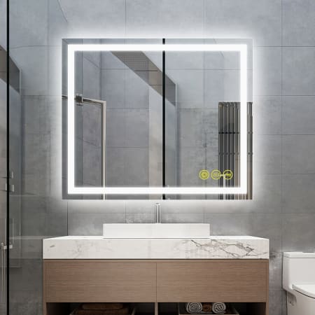 Bellevue Madelyn 30" W x 36" H Contemporary Rectangular Aluminum Frameless Bathroom Wall Mirror with LED Lighting N/A