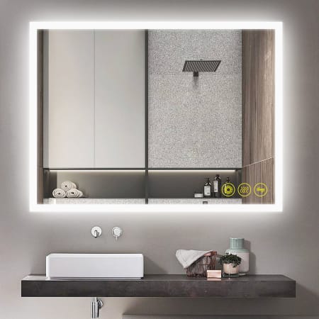 Bellevue Mateo 36" W x 48" H Contemporary Rectangular Aluminum Frameless Bathroom Wall Mirror with LED Lighting N/A