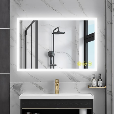 Bellevue Mateo 24" W x 36" H Contemporary Rectangular Aluminum Frameless Bathroom Wall Mirror with LED Lighting N/A