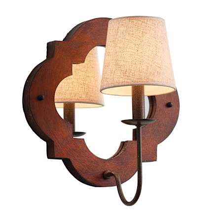 Bellevue 16" Tall Mirrored Wall Sconce with Fabric Shade Wood