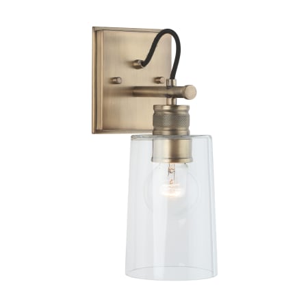 Bellevue Single Light 14" Tall Bathroom Sconce Aged Brass