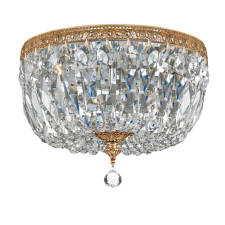 Bellevue 3 Light 12" Wide Flush Mount Ceiling Fixture with Crystal Shades Brass