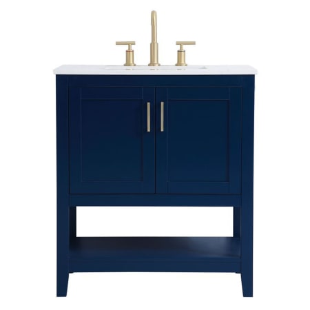 Bellevue Audy 30" Free Standing Single Basin Vanity Set with Cabinet and Engineered Marble Vanity Top Blue