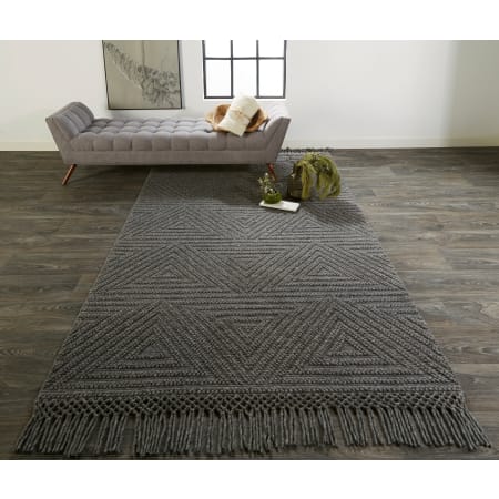 Bellevue Hypno 7-3/4' x 9-3/4' Acrylic, Cotton and Wool Hand Woven Geometric Contemporary Area Rug From the Morganna Collection Slate / Gray