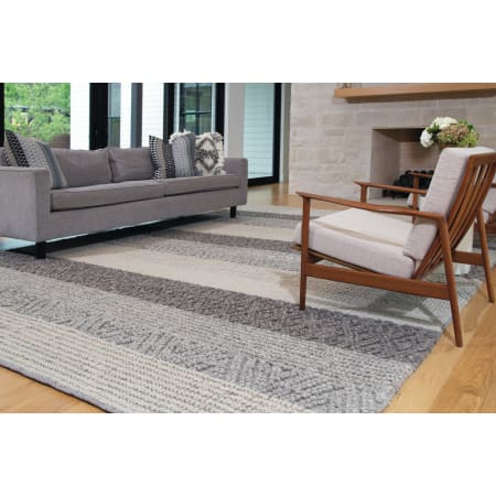 Bellevue Thick Stripe 9-1/2' x 13-1/2' Wool Hand Woven Braided Stripe Pattern Area Rug From the Morgan Collection Sand / Multi