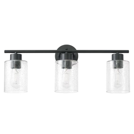Bellevue Lydia 3 Light 23" Wide Bathroom Vanity Light with Seeded Glass Shades Matte Black