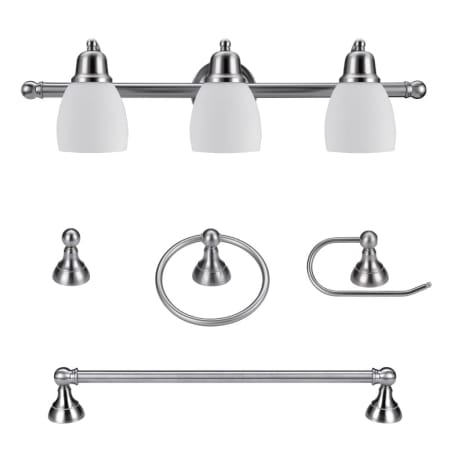Bellevue Almighty 3 Light 27 Inch Wide Vanity Light with Matching Bathroom Accessories Satin